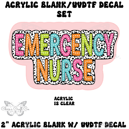 NURSE Acrylic Blank UVDTF Decal Set Emergency Nurse, Nurse Badge, DIY Badge Reels, UVDTF sticker, Unfinished Badge Reel