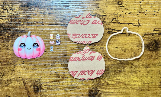 Pink Pumpkin Shaker Acrylic Blank – UV DTF Ready, 2.2”, Badge Reel DIY Kit + Extra Middles
