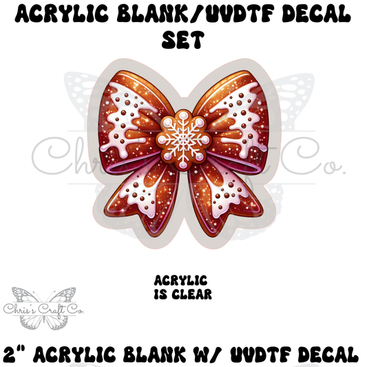Gingerbread Coquette Bow Acrylic Blank & UVDTF Decal Set: DIY Badge Reel