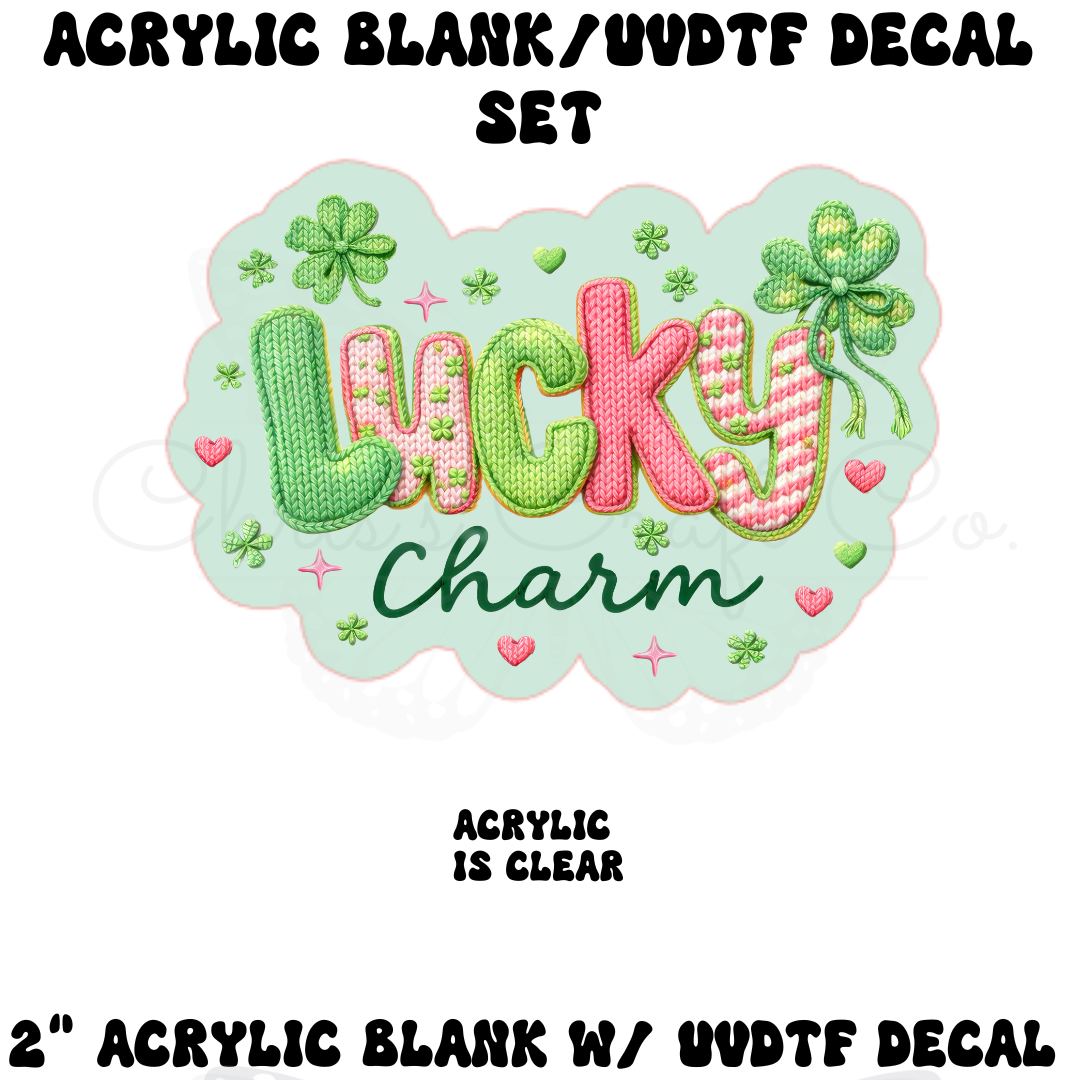 Lucky Charm St Patricks Day DIY Acrylic Badge Reel Blank with UVDTF Transfer Decal