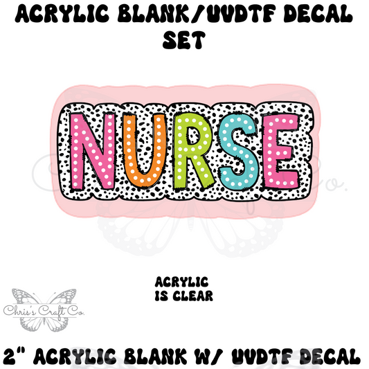 NURSE Acrylic Blank UVDTF Decal Set Nurse, Nurse Badge, DIY Badge Reels, UVDTF sticker, Unfinished Badge Reel