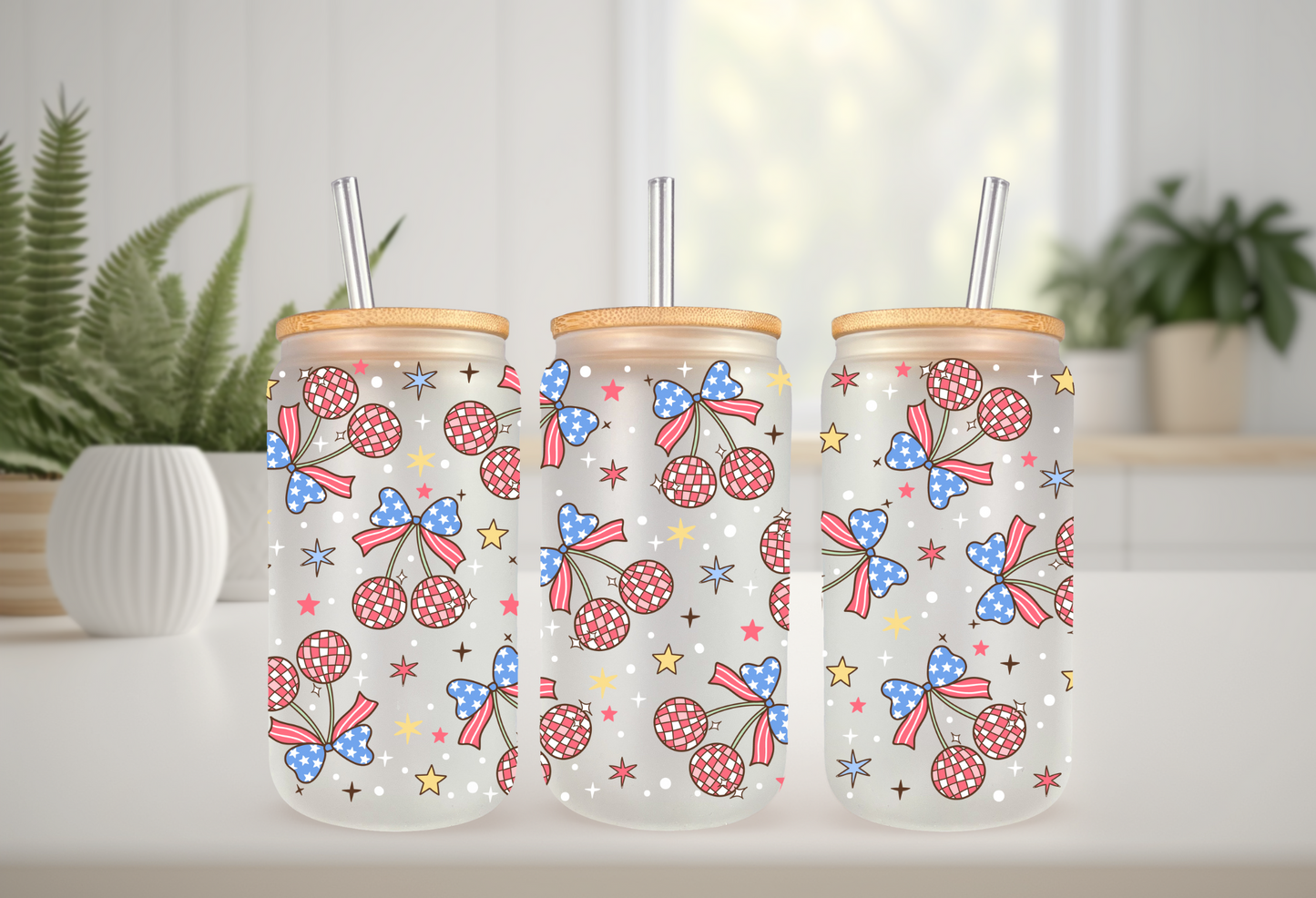 UVDTF wrap Patriotic Cherry Bows