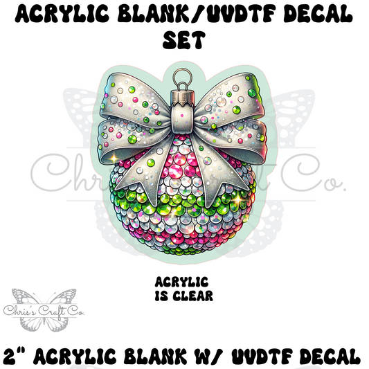 Rhinestone Ornament Pik/Green Acrylic Blank Decal Set, DIY Badge Reels, Unfinished Badge Reel, Badge Reel Blanks