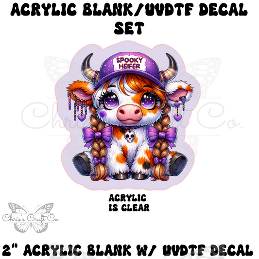 Acrylic Blank Decal Set Highland Cow Spooky Heifer DIY Badge Reels, Halloween Blank UVDTF sticker, Unfinished Badge Reel, Badge Reel Blanks