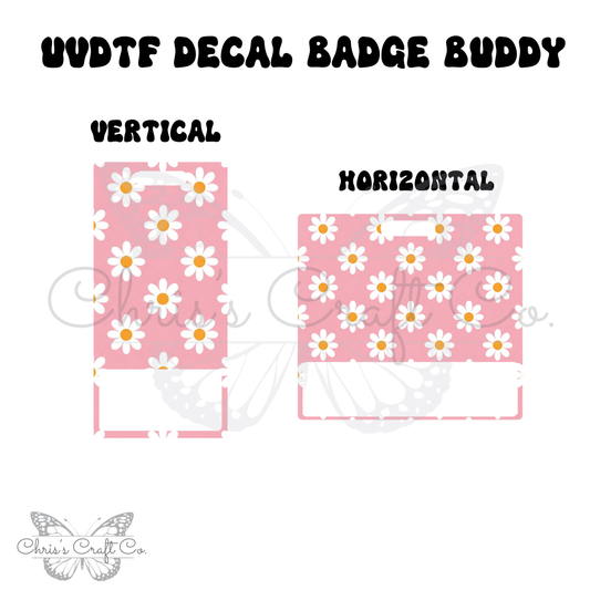 UVDTF Retro White Daisy Badge Sticker w/ Acrylic Blank – Orange Brown Badge Buddy for Nurses, Teachers, Hospital Staff