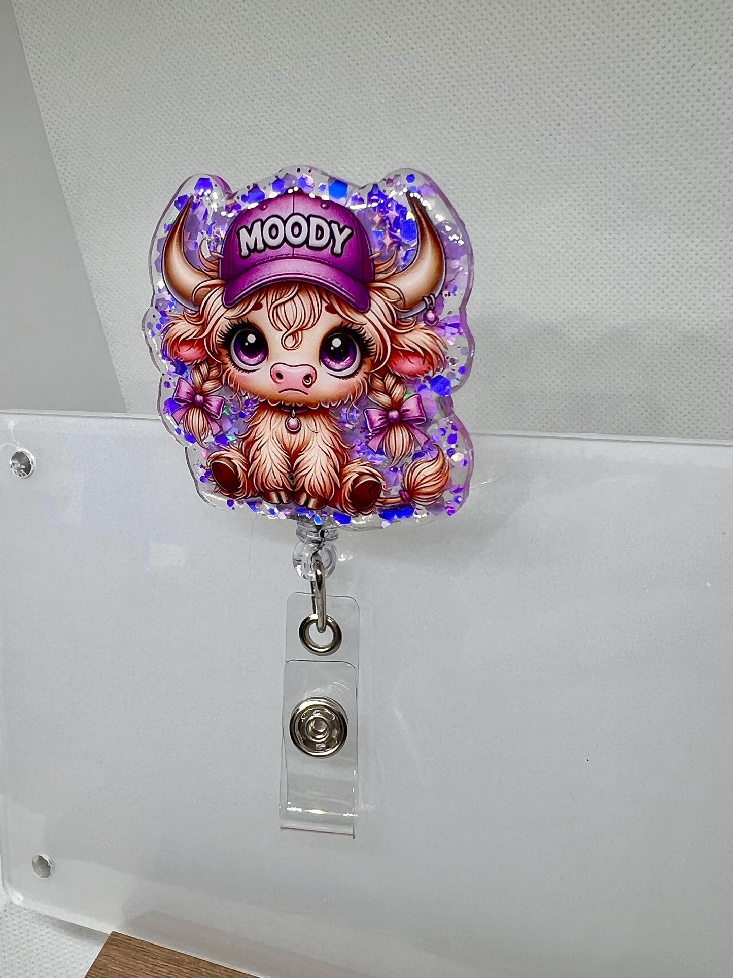 Highland Cow Moody Acrylic Blank Decal Set, DIY Badge Reels, Bow Blank UVDTF sticker, Unfinished Badge Reel, Badge Reel Blanks