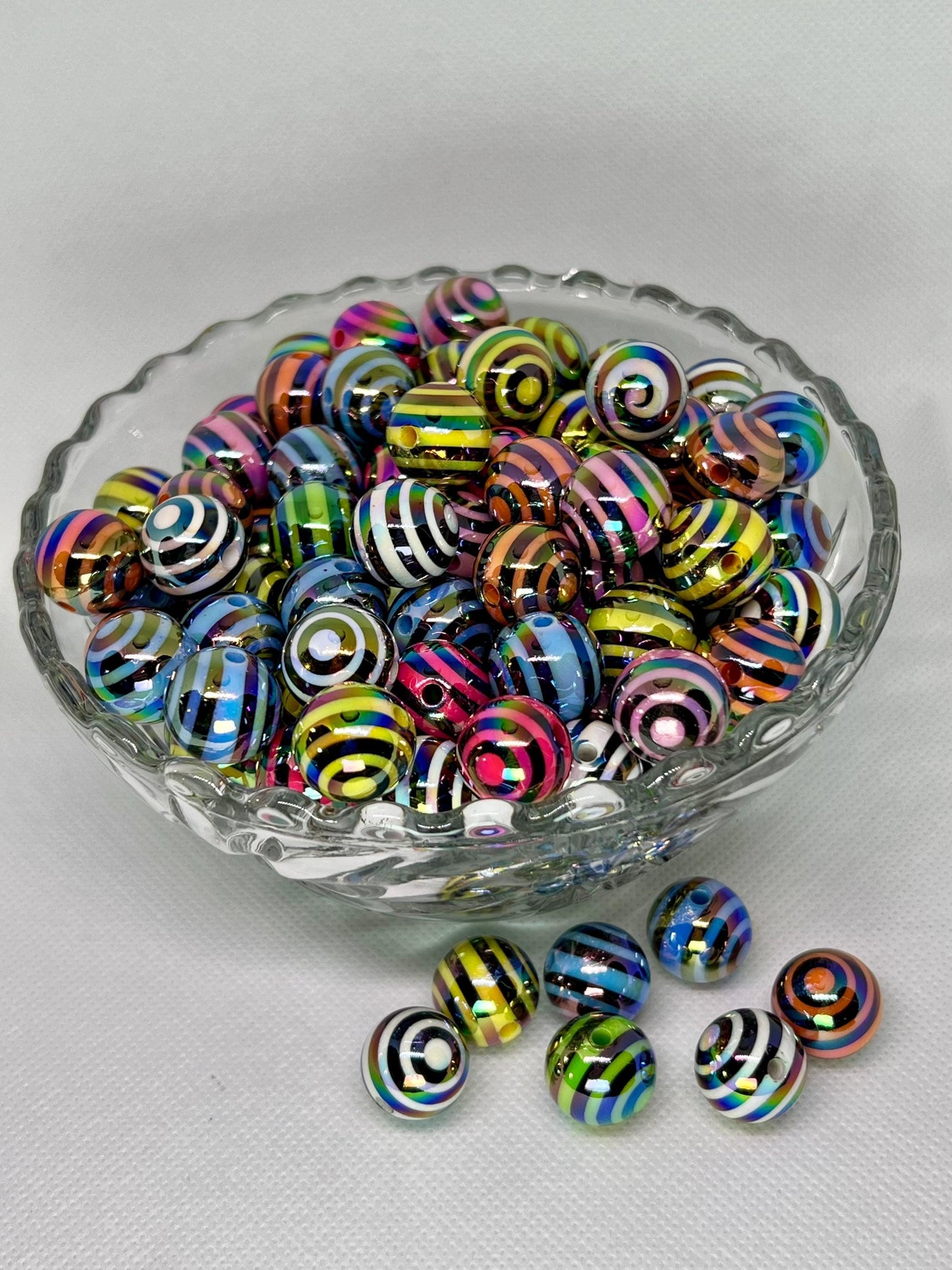 16mm Shiny Swirl Stripes Acrylic Beads, Acrylic Gumball Beads in Bulk, 16mm Beads, 16mm Bubble Gum Beads, DIY ideas