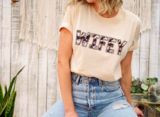 READY TO PRESS Wifey Cowhide Print Transfer | Screen Print Transfer | Full Color Matte Clear Transfer