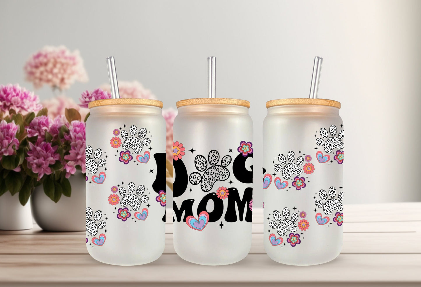 UVDTF Wrap Leopard Paws Dog Mama 16oz Mug Tumbler, Dog Mom Wrap, Dog Paws, Ready to apply, Permanent Waterproof Adhesive