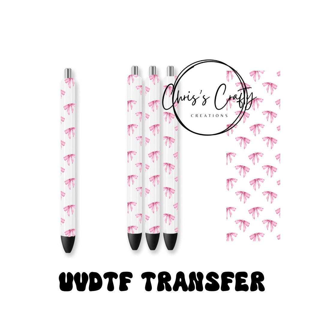 UVDTF Pen Wrap Pink Coquette Bows, Cute Bow, Ready to Apply, Permanent Waterproof Adhesive