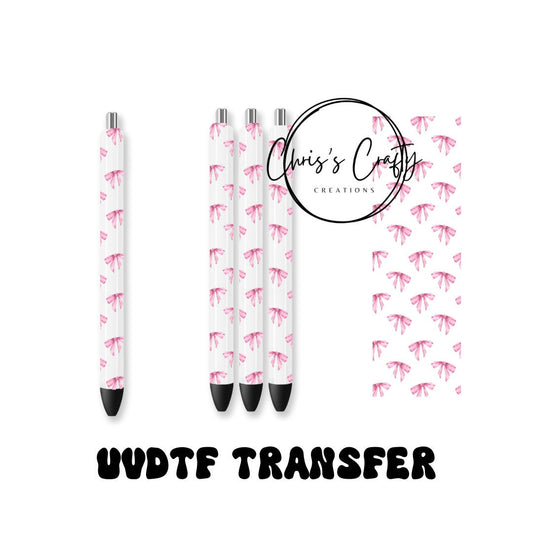 UVDTF Pen Wrap Pink Coquette Bows, Cute Bow, Ready to Apply, Permanent Waterproof Adhesive