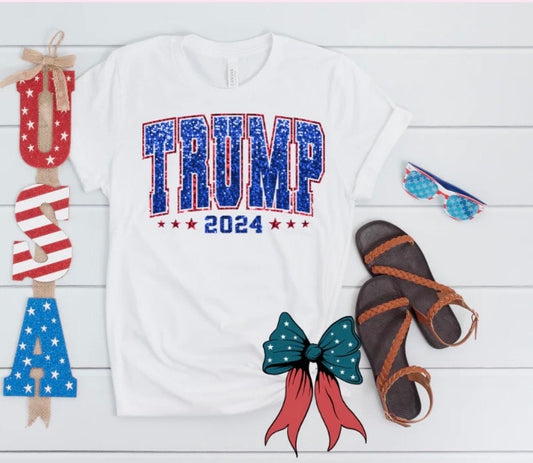 Screenprint Trump 2024 Color Transfer Faux Glitter , Full Color Transfer, Ready to Press, Full Color Matte Clear Transfer