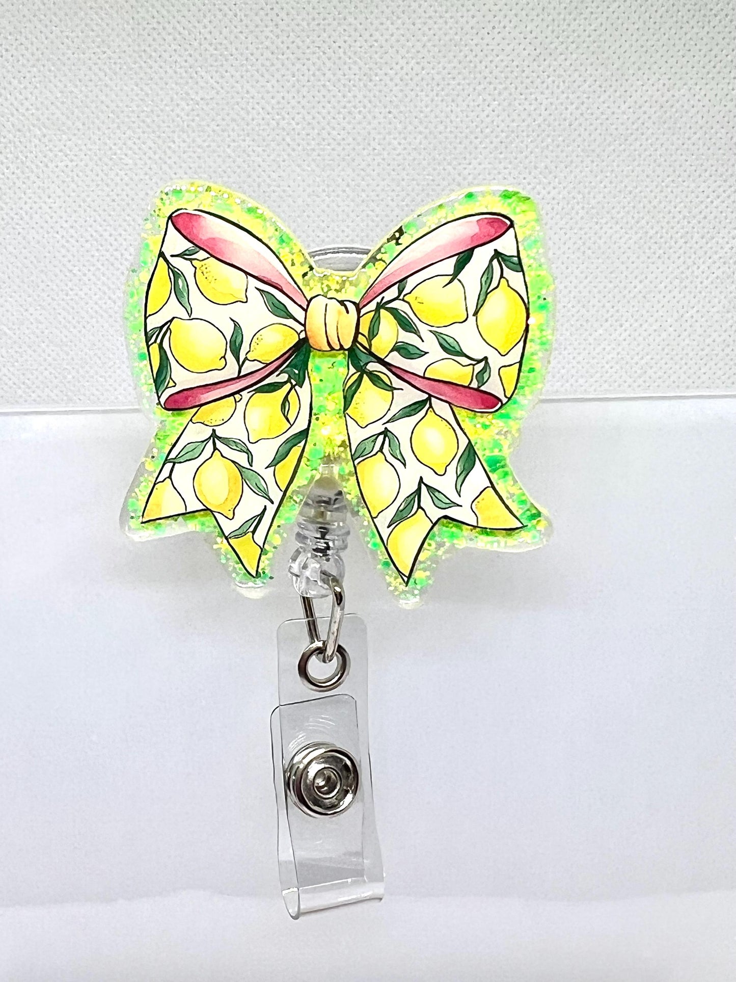 Lemon Coquette Bow Acrylic Blank Decal Set, DIY Badge Reels, Bow Blank and UVDTF sticker, Unfinished Badge Reel, Badge Reel Blanks