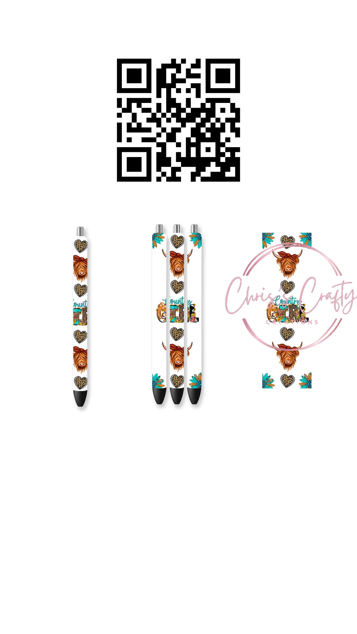UVDTF Pen Wrap Highland Cow, Ready to Apply, Permanent Waterproof Adhesive