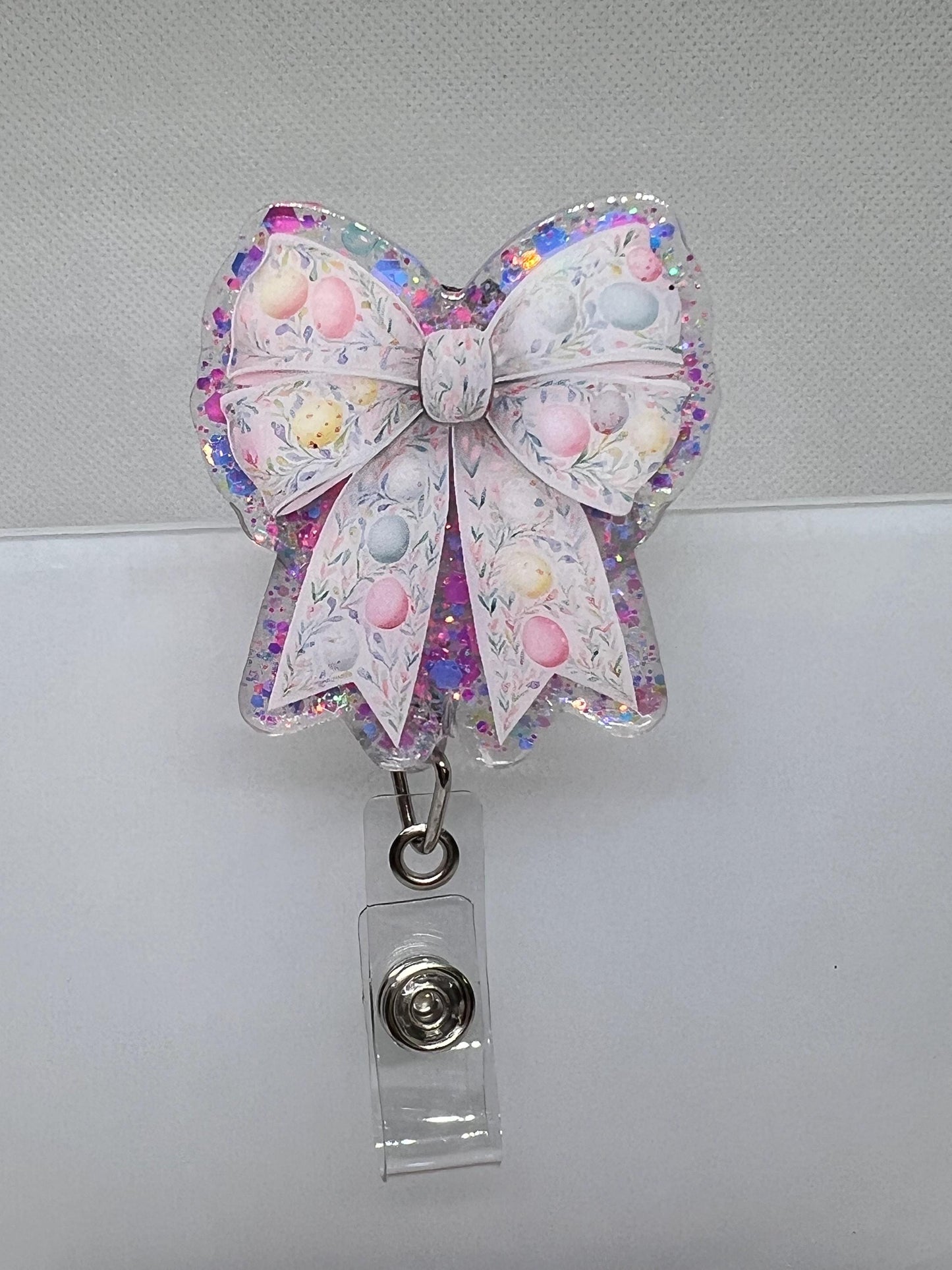 Easter Egg Bow Acrylic Blank Decal Set, DIY Badge Reels, Bow Blank and UVDTF sticker, Unfinished Badge Reel, Badge Reel Blanks