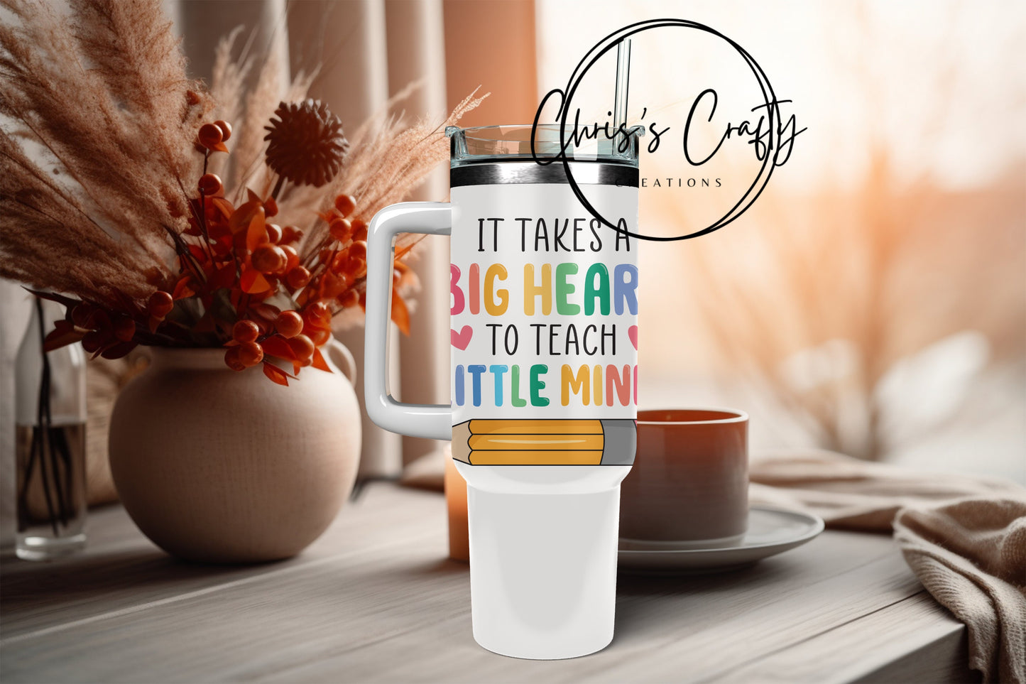 UVDTF Decal Teacher It Takes Big Heart to Teach Little Minds for 16oz Can Glass Mug Tumbler, Ready to Apply, Permanent Waterproof Adhesive