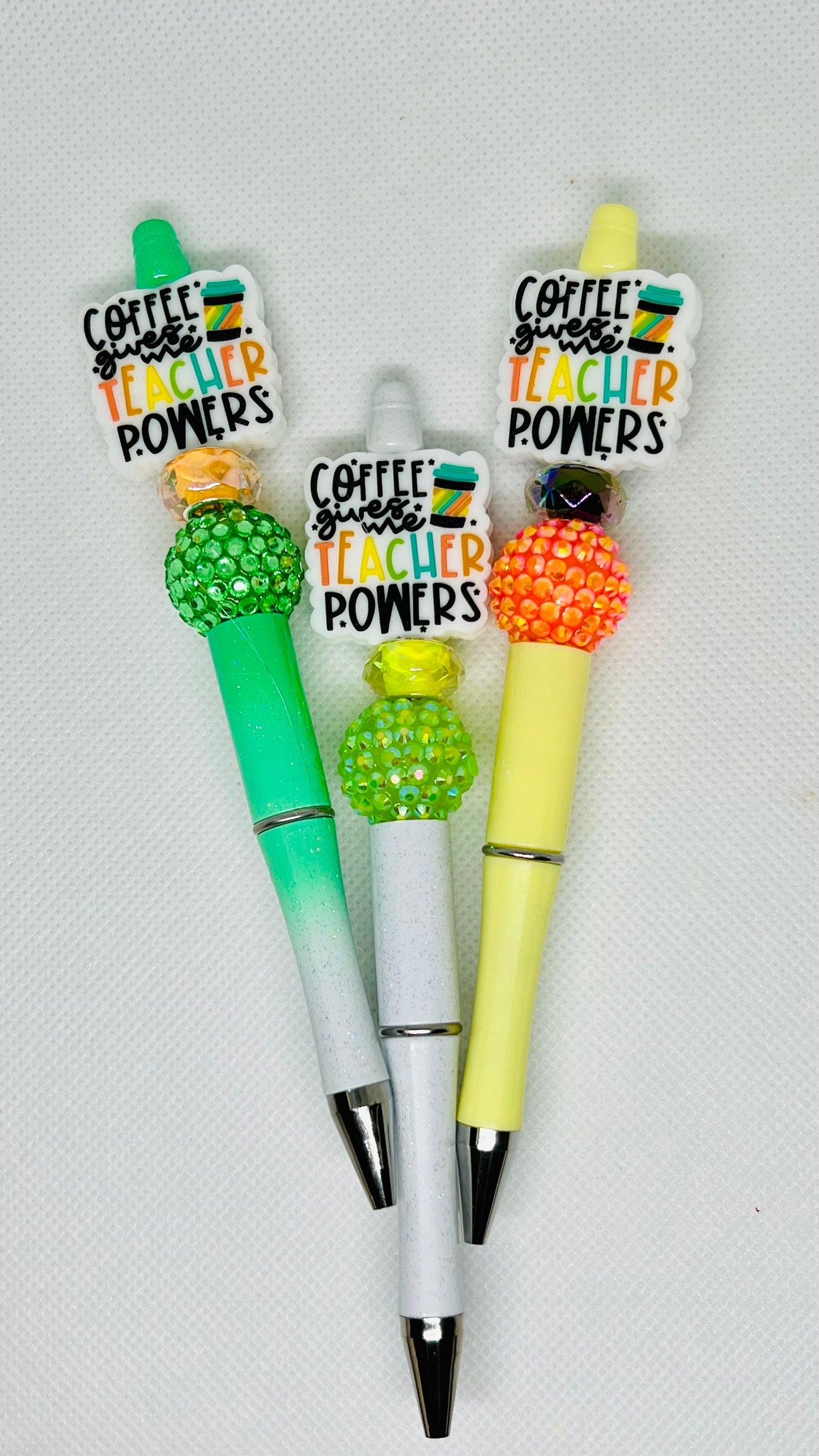 Coffee Give Teacher Powers Beaded Pen, Fun Pens Acrylic  Beads, Beaded Pen, Retractable Ink Pen, Gifts