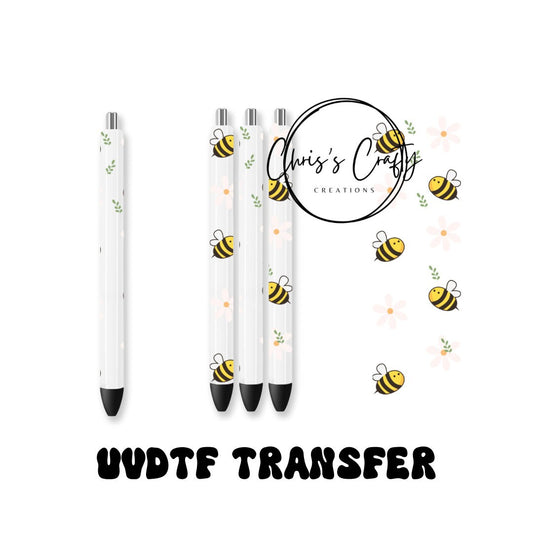 UVDTF Pen Wrap Cute Bee Daisy, Ready to Apply, Permanent Waterproof Adhesive