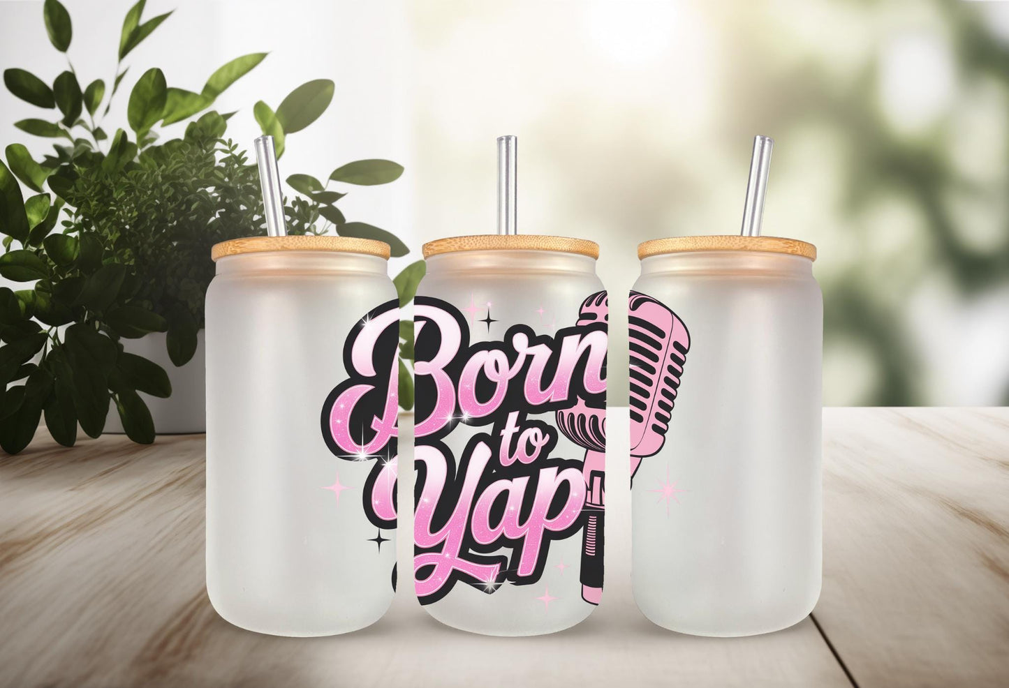 UVDTF Decal Vintage Born To Yap 16oz Can Glass Mug Tumbler, Sarcastic Funny Decal, Ready to Apply, Permanent Waterproof Adhesive