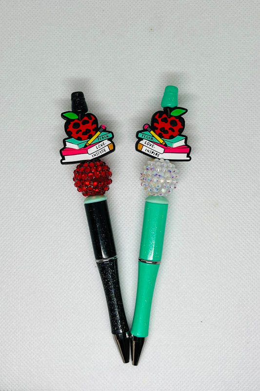 Beaded Pens, Teach Love Inspire Books , Fun Pens Acrylic  Beads, Beaded Pen, Retractable Ink Pen, Gifts