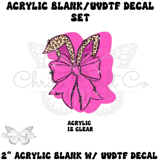 Acrylic Blank Bunny Bow Decal Set, DIY Badge Reels, Bow Blank and UVDTF sticker, Unfinished Badge Reel, Badge Reel Blanks