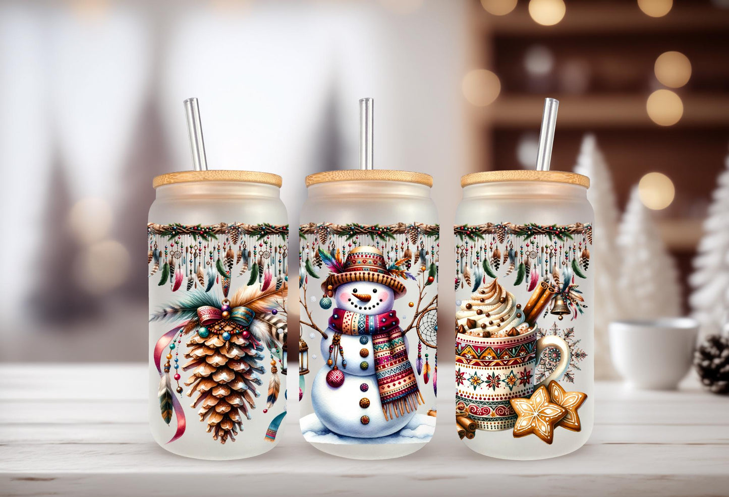 UVDTF Wrap Snowman Hot Cocoa Pine cone