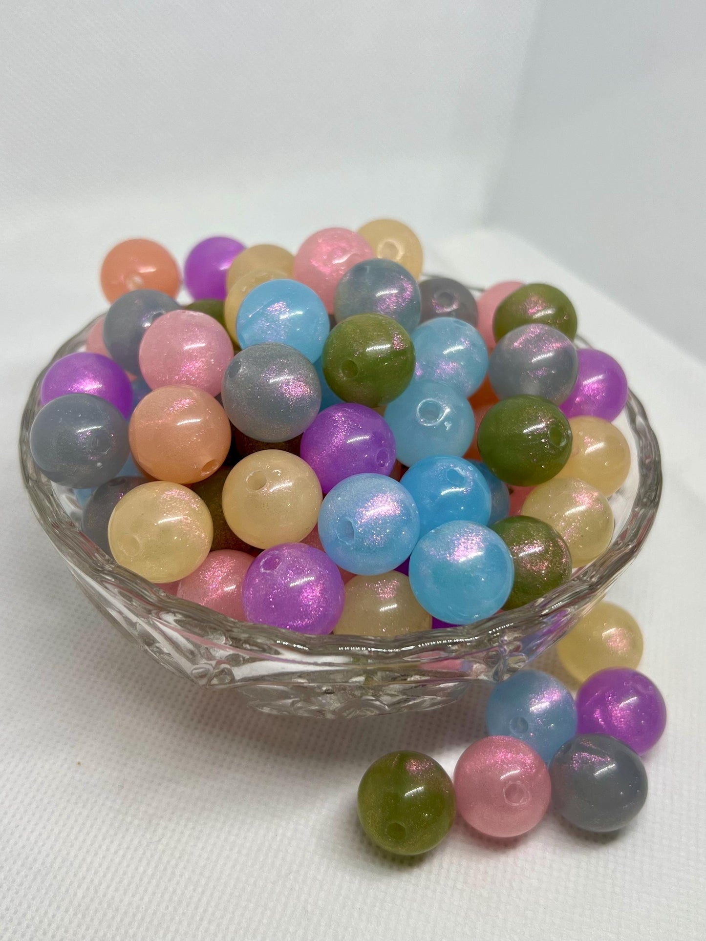 16mm Luminous Glitter Acrylic Beads, Acrylic Gumball Beads in Bulk, 16mm Beads, 16mm Bubble Gum Beads, DIY ideas, Chunky Beads