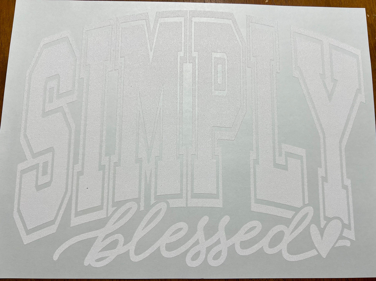 Screen Print Transfer Simply Blessed Heart Single Color | Ready to Press | Screen Print Transfer | White Ink Screen Print Transfer