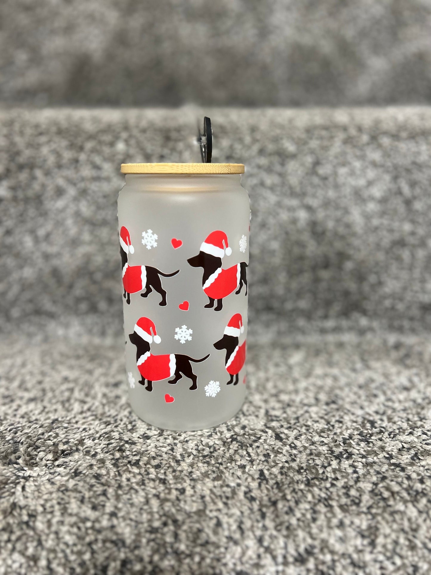 16oz Can Glass Frosted with Lid and Straw, Add on UVDTF Transfer Wrap, Gift for her, Customized Gifts, Graduation Gift