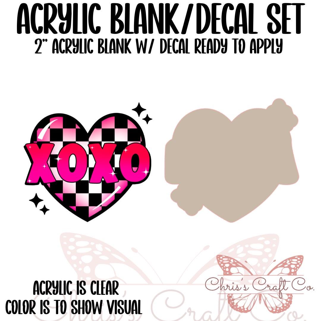 Valentine XOXO Acrylic Blank UVDTF Decal Set, Diy Badge Reels, Bow Blank and UVDTF sticker, Unfinished Badge Reel, Badge Reel Blanks