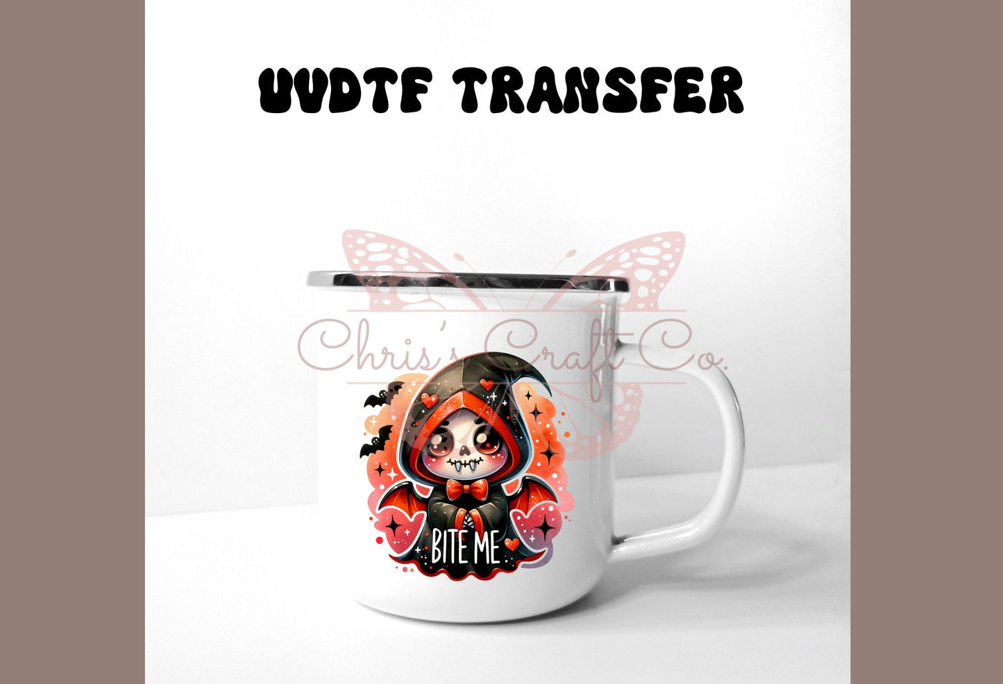 UVDTF Decal Skeleton Reaper Bite Me 16oz Can Glass, Tumbler or Mug, Nurse Decal, Ready to Apply, Permanent Waterproof Adhesive