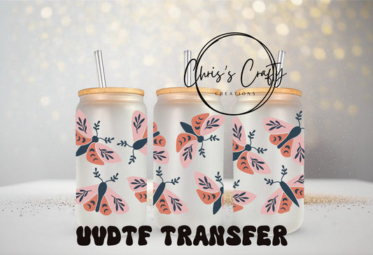 UVDTF Wrap Boho Moth for 16oz, 20oz can glass Mug Tumbler, Ready to apply,Permanent Adhesive Waterproof