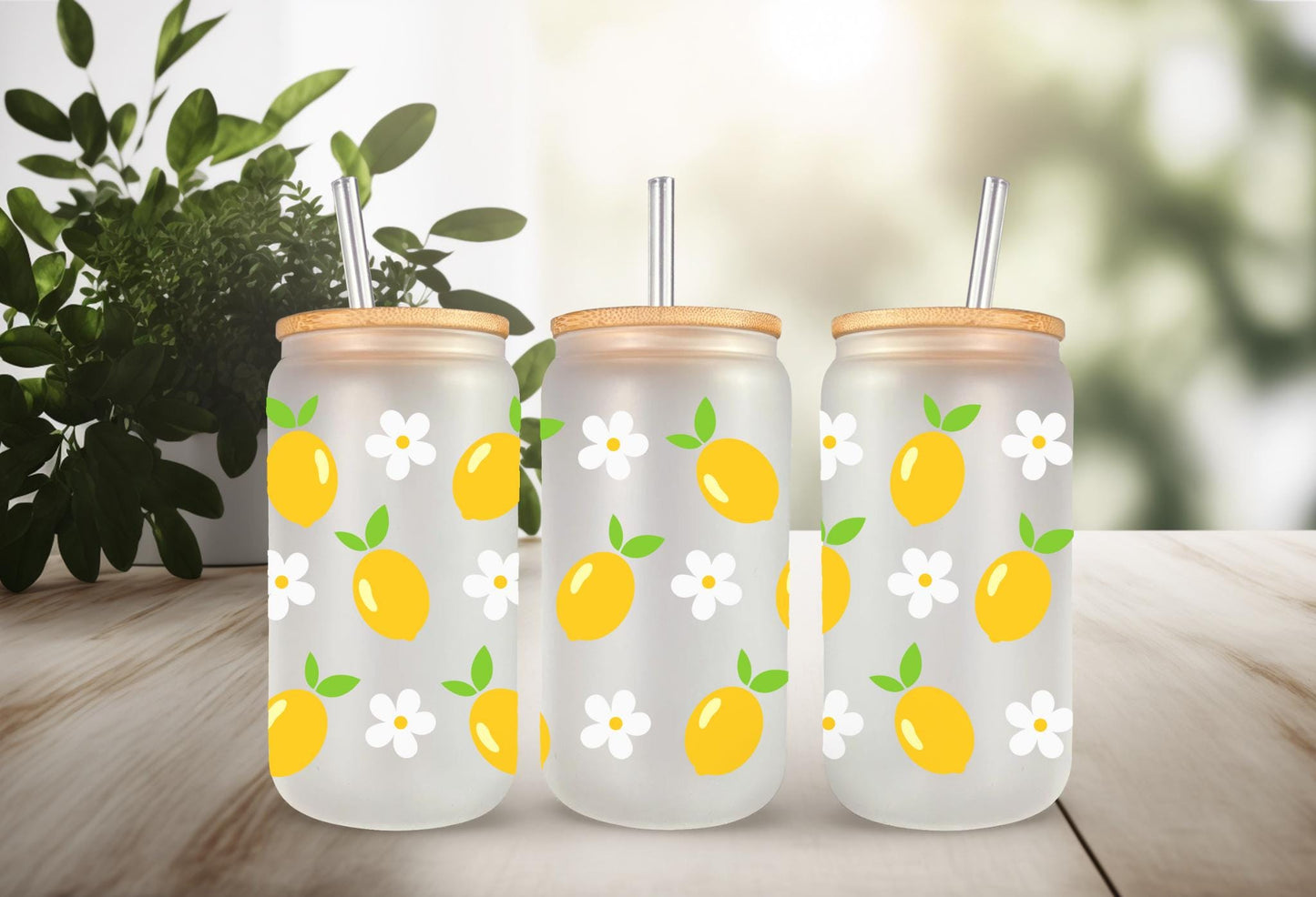 UVDTF Lemons & Daisy for 16oz Can Glass Mug Tumbler, Ready to Apply, Permanent Waterproof Adhesive
