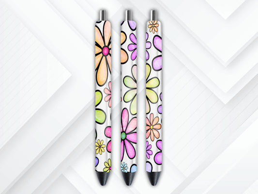 UVDTF Pen Wrap Groovy Flowers, Ready to Apply, Permanent Waterproof Adhesive, Bundle and Save