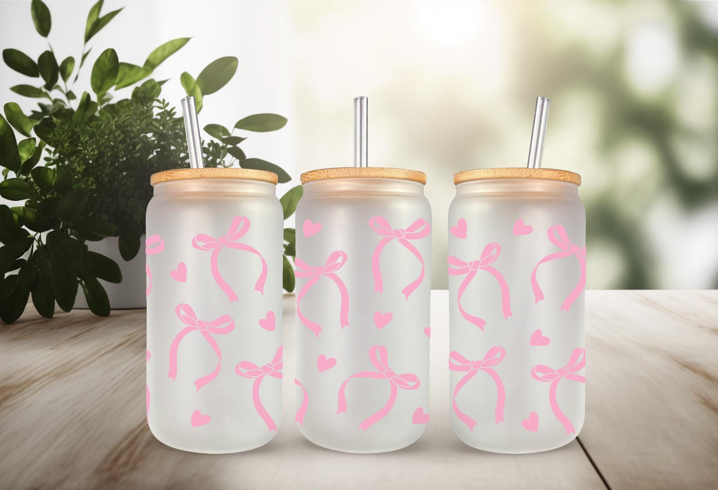 UVDTF Wrap Coquette Bows Hearts Pink 20oz Can Wrap Mug Tumbler, Bow Heart Wrap, Ready to Apply, Permanent Waterproof Adhesive