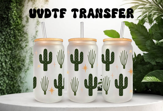 UVDTF Wrap Boho Dessert Cactus 16oz Can Glass, Mug, Tmbler, Cactus Wrap, Ready to apply, Permanent Adhesive Waterproof, Add on a Cup