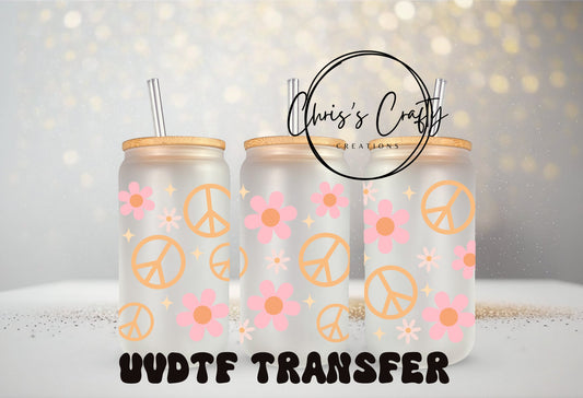 UVDTF Wrap Groovy Retro Flower Peace Sign