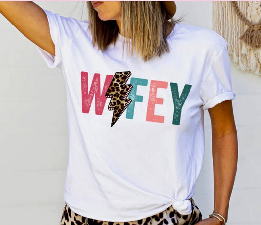 Screenprint Transfer Wifey Leopard Lightening Bolt Print Transfer, Ready to Press, ScreenPrint Tshirt, Full Color Matte Clear Transfer