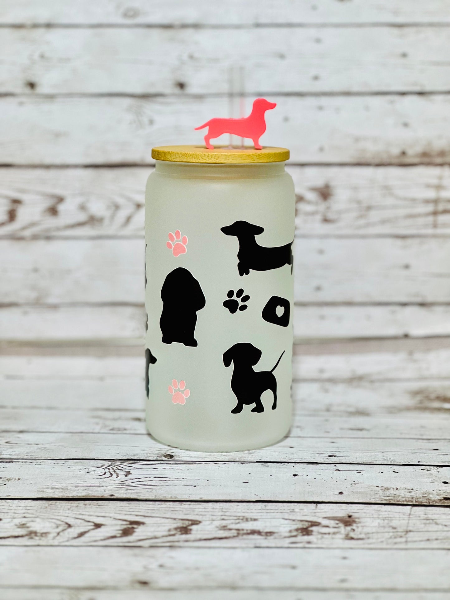 16oz Can Glass Frosted with Lid and Straw, Add on UVDTF Transfer Wrap, Gift for her, Customized Gifts, Graduation Gift