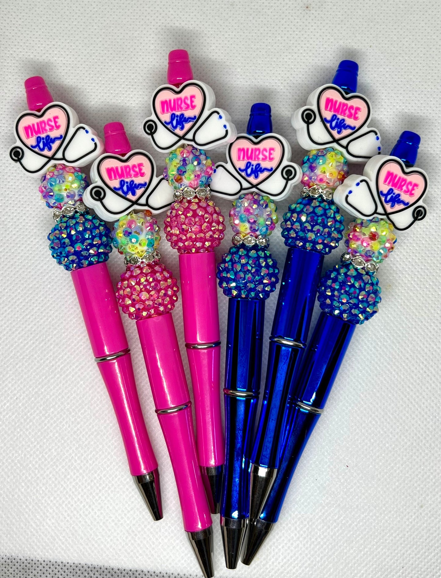 Beaded Pens, Nurse Life Fun Pens Acrylic Rhinestone Beads, Beaded Pen, Retractable Ink Pen, Gifts