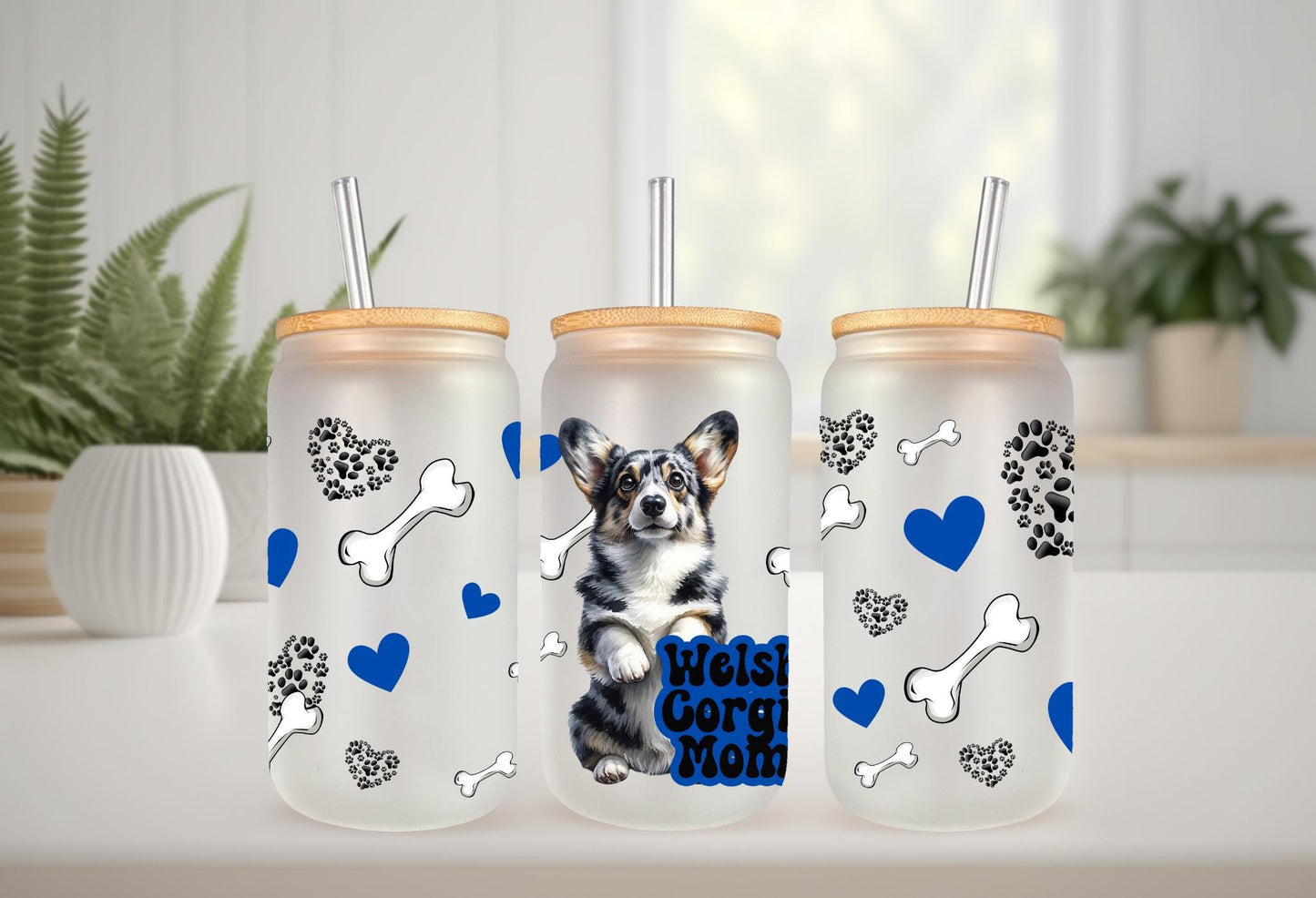 UVDTF Wrap Corgi Mom for 16oz Can Glass Mug Tumbler,  Ready to Apply, Permanent Waterproof Adhesive