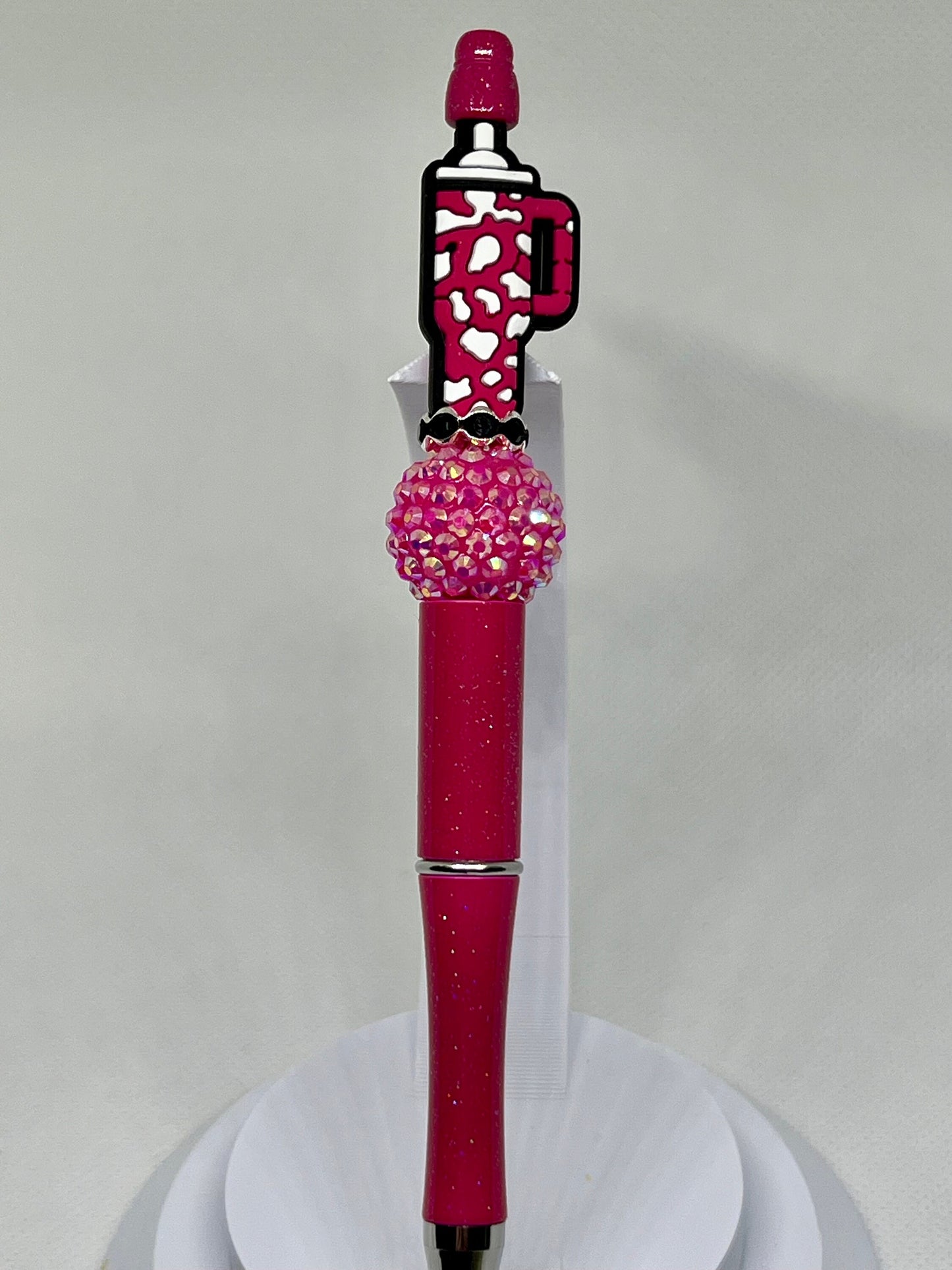 Beaded Tumbler Cow Print Pen Beaded Pen, Sarcastic Pen, Fun Pens Acrylic Beads, Custom Pen, Retractable Ink Pen, Gifts, Graduation