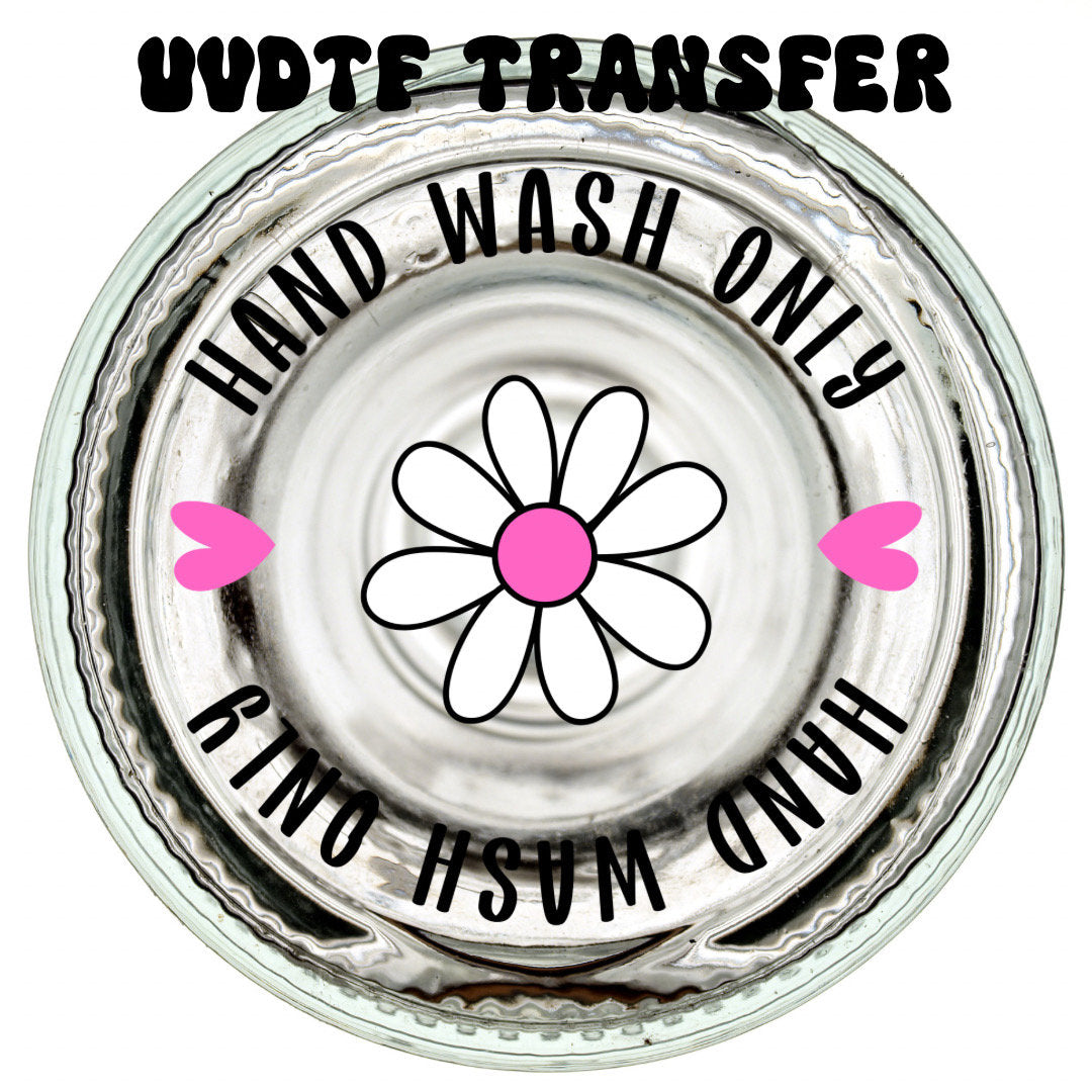 2” Round UVDTF Daisy Hand Wash Only Transfer for glasses and cups by the sheet, Permanent Adhesive Waterproof, Ready to Apply