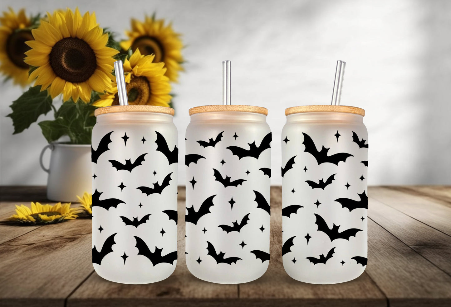 UVDTF Wrap Halloween Black Bats 16oz Can Glass, Mug /tumbler, Ready to Apply, Permanent Waterproof Adhesive