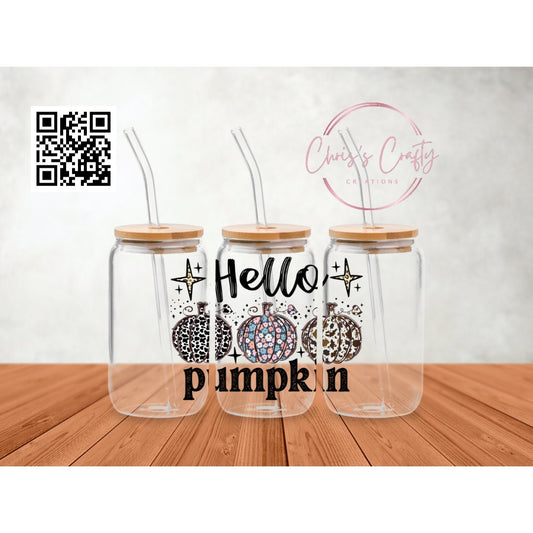 UVDTF Decal Hello Pumpkin Leopard Floral Cow Print