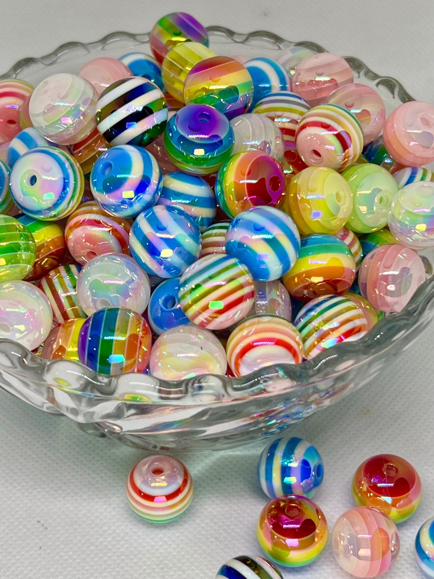 16mm Shiny AB Stripes Acrylic Beads, Acrylic Gumball Beads in Bulk, 16mm Beads, 16mm Bubble Gum Beads, DIY ideas