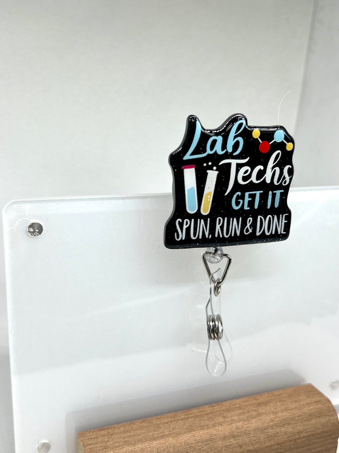 Lab Tech Badge Reel – 'Get It Spun, Run, and Done' Design for Phlebotomists, ID Badge Holder, Graduation Gift