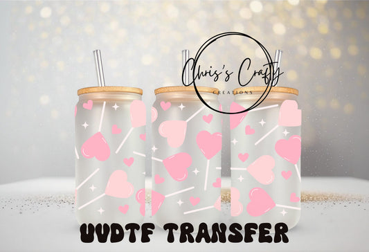 UVDTF WRAPS Valentine Pink Hearts Bundle Set of 4 for 16 oz or 40 oz Tumbler | Ready to apply | Waterproof | Permanent Adhesive