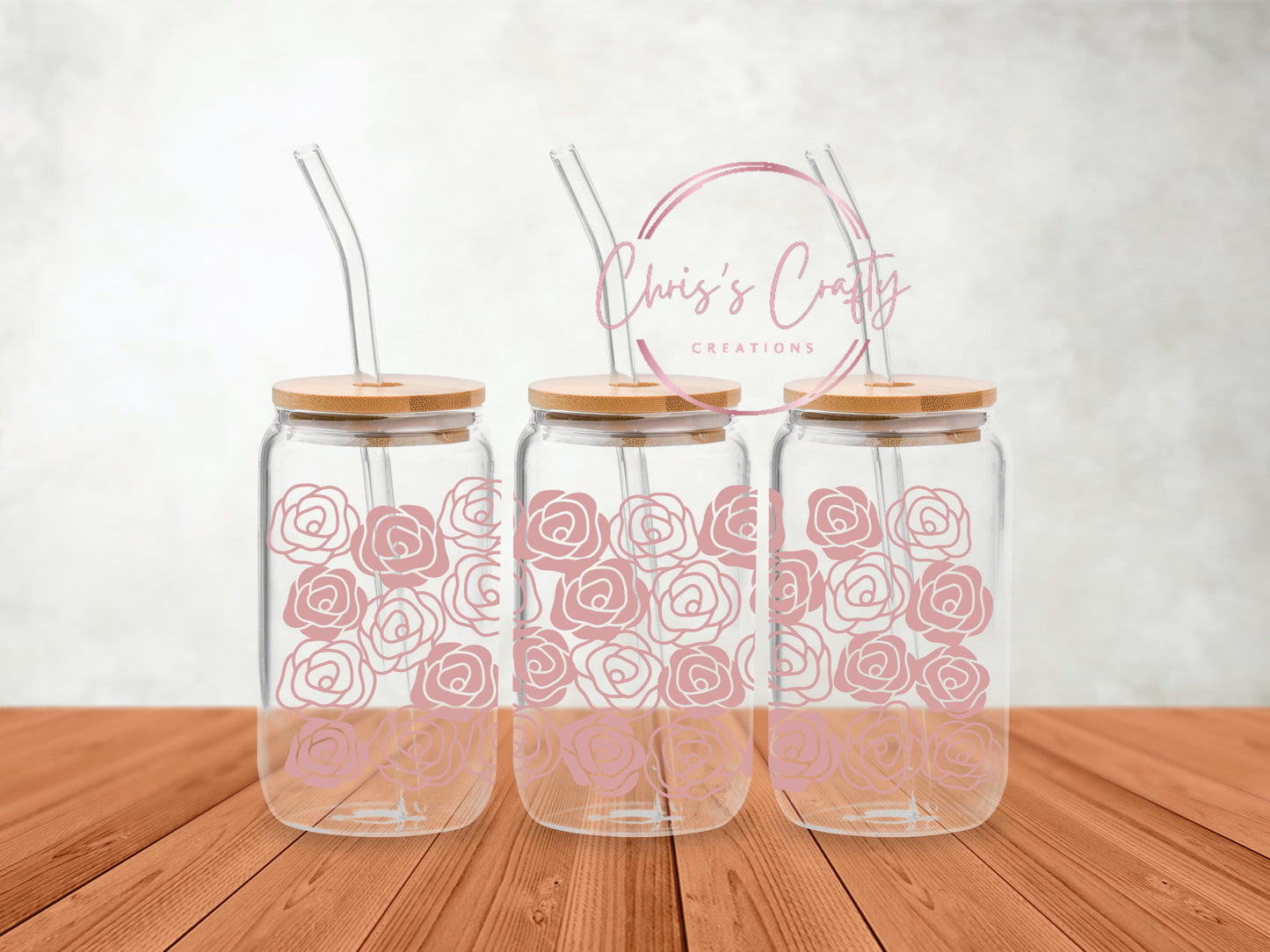 UVDTF Wrap Roses Mauve Pink for 16oz Can Glass, Mug, Tumbler, Ready to apply, Floral Rose Wrap, Permanent adhesive