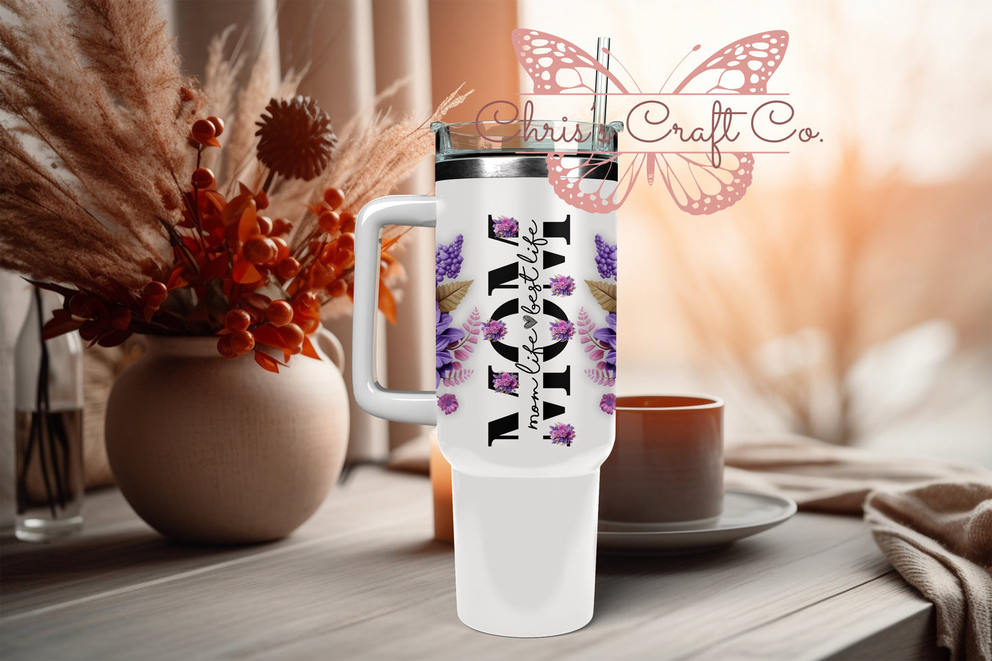 UVDTF Wrap Floral Mom 16oz Can Glass Mug Tumbler, Ready to apply, Permanent Waterproof Adhesive